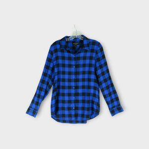 Banana Republic Boyfriend Fit Buffalo Check Flannel Shirt Size S Blue